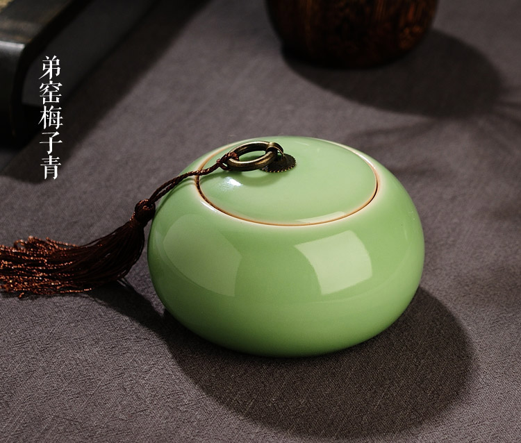 
                                                            品道家居 青瓷茶叶罐 陶瓷密封罐醒茶罐 存储茶罐 哥窑粉青铁线                