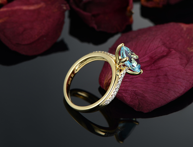 米莱珠宝215克拉海蓝宝戒指18k金镶嵌17分钻石彩宝女戒15个工作日高级