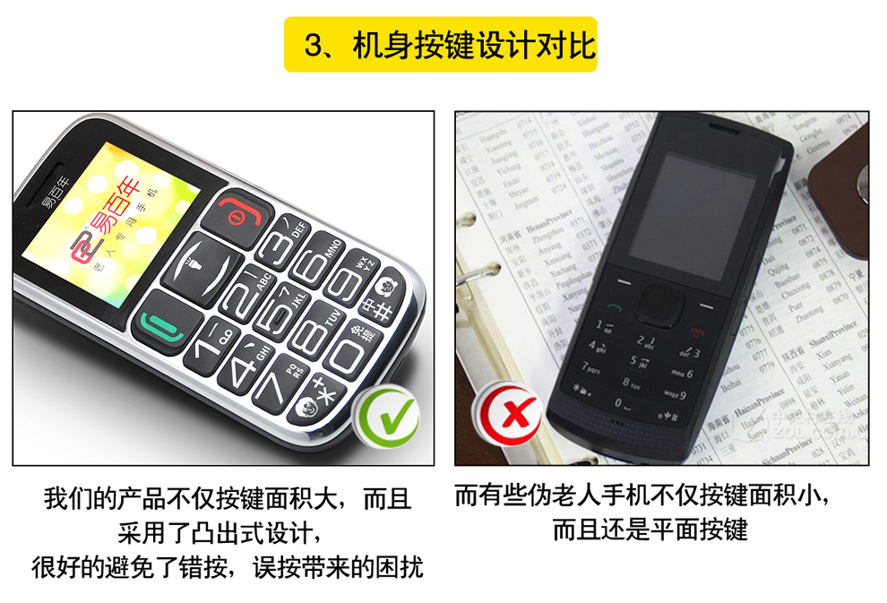 易百年(Ezlove)EZ606移动/联通2G 老人手机 黑 官方标配