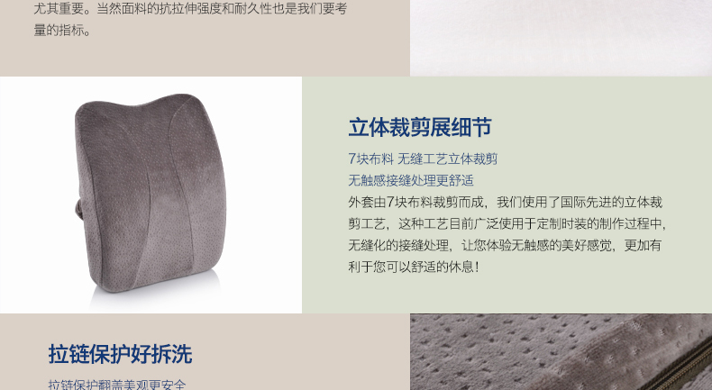 
                                        365SLEEP慢回弹护腰靠垫 椅子车用办公室靠枕 记忆棉腰靠背垫 藏青色升级款 41*37*9.5                