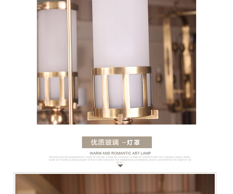 帝拿 现代全铜灯美式吊灯 欧式水晶纯铜客厅灯 简约书房吊灯灯具