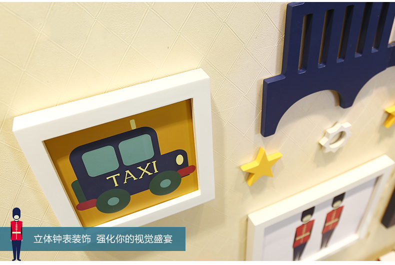 
                                        庭乐  英伦风格实木照片墙 相框墙创意组合相片墙欧式客厅相框挂墙 白蓝A款组合+送英伦画心                