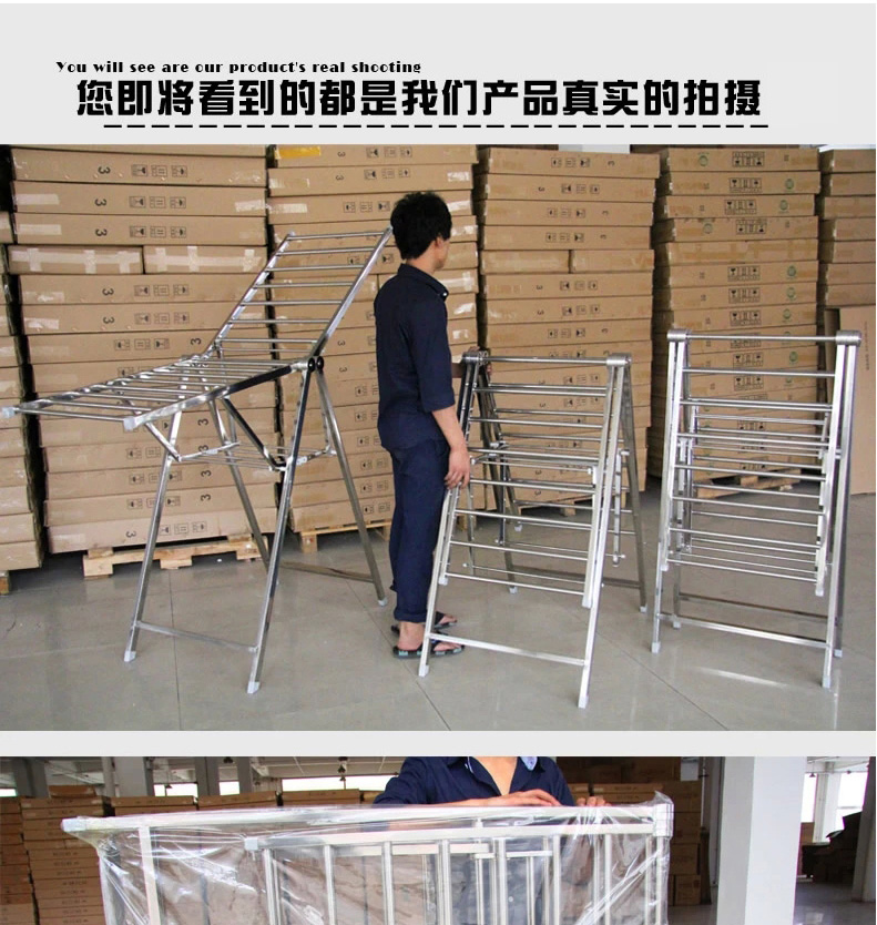 
                                        家捷仕 晾衣架落地折叠 不锈钢晒衣架翼型免安装阳台户外凉衣架加厚方钢大衣架 豪华款-承重200 A6                