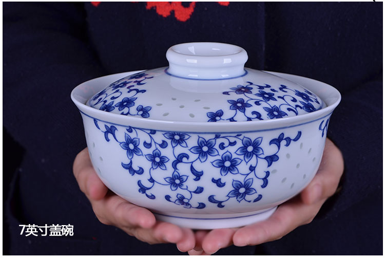 温妤面碗带盖子汤碗大碗陶瓷圆形大号创意中式个性景德镇陶瓷青花瓷碗
