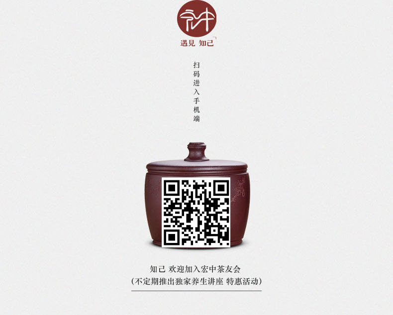
                                        宏中 宜兴紫砂茶叶罐 手工存茶罐 醒茶罐 普洱罐 茶叶缸茶盒-170克装 紫泥梅                