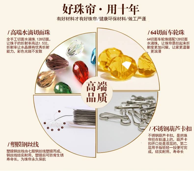 美双绝（MSJ)切面葫芦 珠帘门帘水晶帘屏风门帘隔断帘窗帘成品装饰门帘珠帘水晶珠帘玄关帘定 香槟色