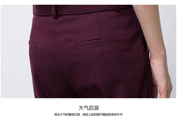佐登驰 2016春季新款毛呢料休闲裤哈伦裤长裤女裤 酒红色 S
