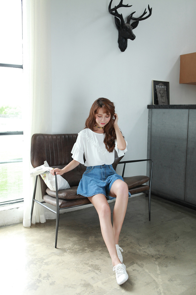 短裤 丝媚琳(simeilin) 丝媚琳2016韩版小清新百搭复古宽松高腰阔腿