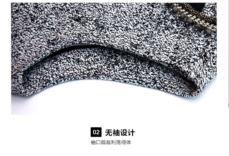 米克伦2015秋装新款连衣裙秋无袖毛呢蓬蓬裙修身收腰连衣裙 浅灰 L