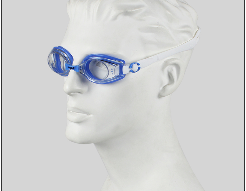 sable黑貂泳镜高清大框游泳眼镜男女带有度数高度1000 蓝色左右350度