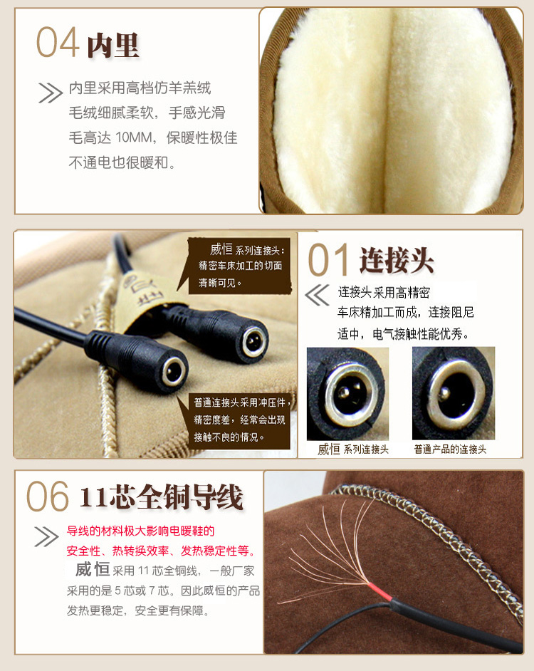 威恒usb插电两用电暖鞋暖脚宝加热发热鞋电热暖垫可拆洗男女 男款咖啡30CM适合43-42.
