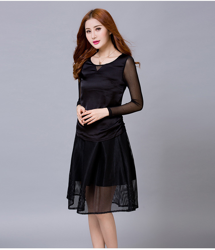 魅诗朵  打底衫春秋长袖雪纺衫大码女装纯色显瘦女T恤上衣韩版2015新款潮 酒红色 M