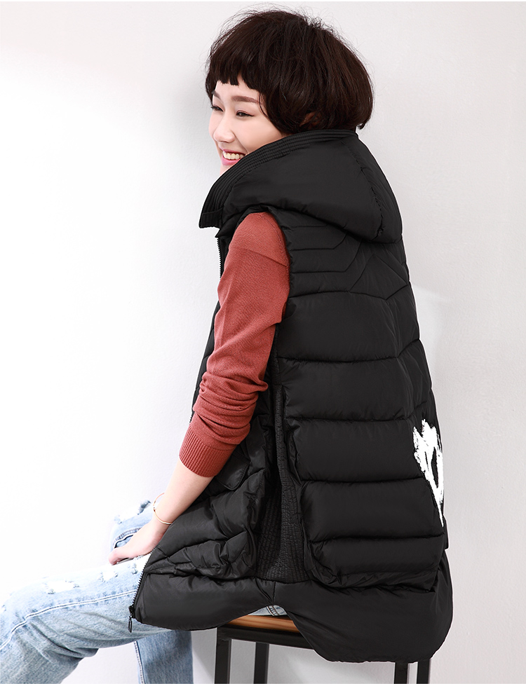 DKCHENPiN2015冬季新款连帽马甲女保暖棉马夹 黑 XL