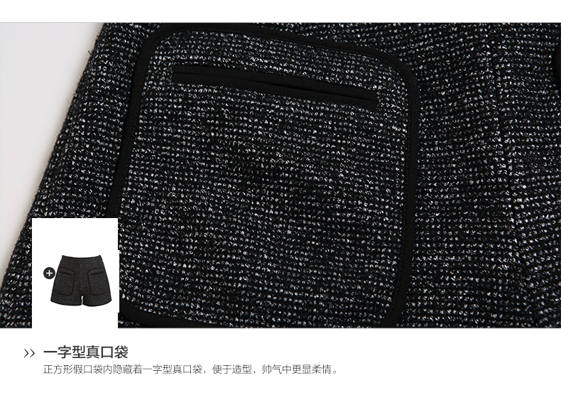 欧昵雪2015秋冬新款韩版时尚百搭纯色休闲裤子加厚直筒毛呢短裤女 黑色 M