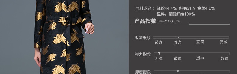 西悦2015新款秋装女式风衣外套 大码单排扣 女风衣修身中长款1295 金丝黑 M