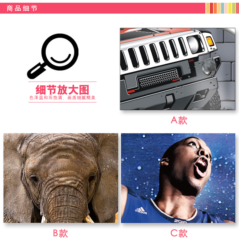 
                                        乐宅 个性时尚客厅卧室沙发背景平面装饰布置墙贴纸 可移除创意3D效果家居装饰墙 B款 大象                