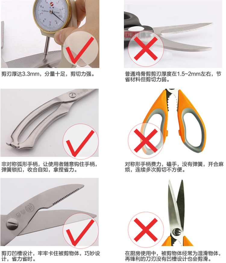 尚合 德式全不锈钢强力多功能厨房剪刀 鸡骨剪刀 生鱼肉剪刀