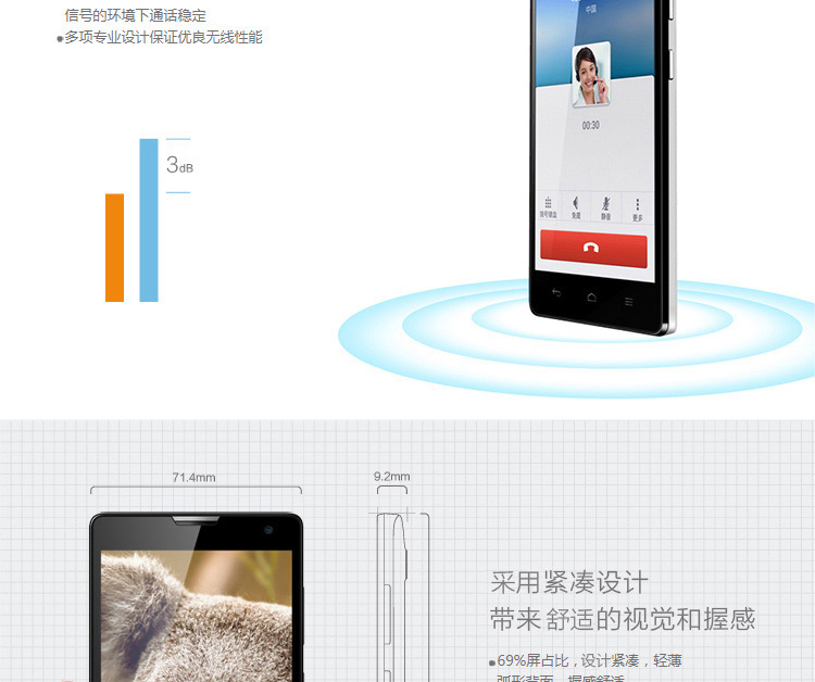 华为 荣耀3C 白色 联通4G(8G ROM)标配版