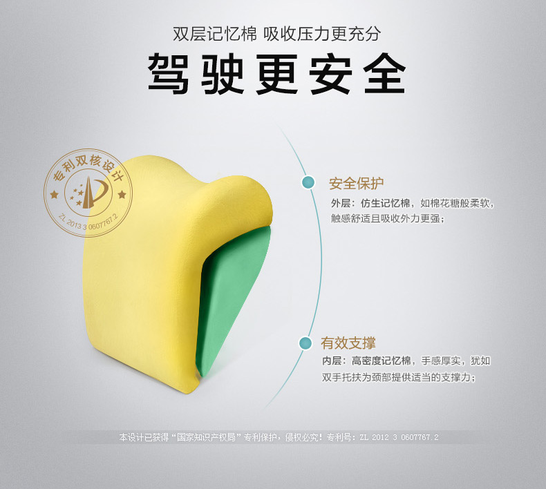 P.Health碧荷 车用记忆棉汽车腰靠垫 护颈头枕 汽车腰靠头枕套装 藏蓝色 头枕左右系带
