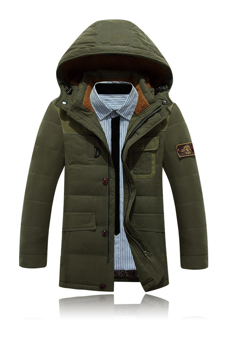 战地吉普男装羽绒服冬季男士连帽毛领羽绒上衣男可脱卸帽羽绒服男