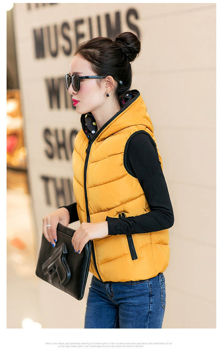 朵唯丽人 2015秋冬韩版新款时尚修身羽绒服连帽马甲女169 黑色A XL