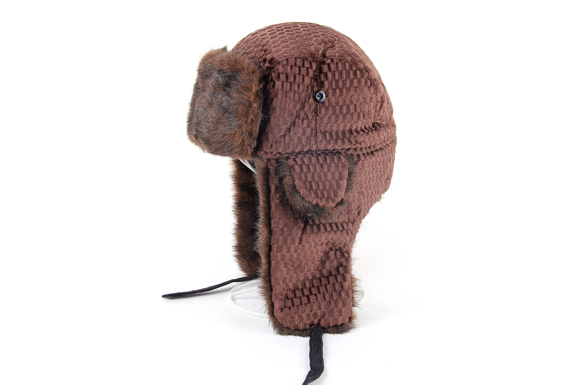 东北棉帽菠萝大格子雷锋帽骑车滑雪帽防寒毛冬帽子男女韩版潮 黑色