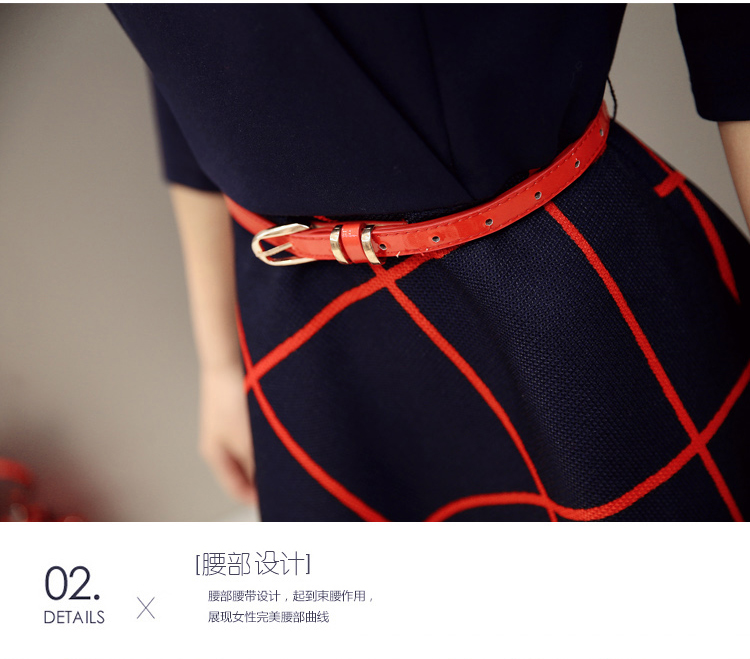 婼黛芬2016新款女装显瘦连衣裙秋冬长袖0326 大红色 L