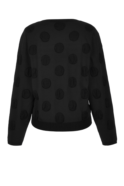 
                                        哥弟女装新品圆领蝙蝠袖提花波点卫衣长袖T恤790130 黑色 M(3码)                