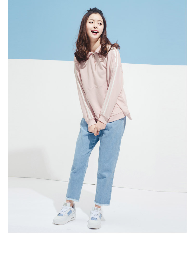 阔色2016春装新款韩版女宽松翻领长袖套头百搭休闲运动装t恤卫衣白色