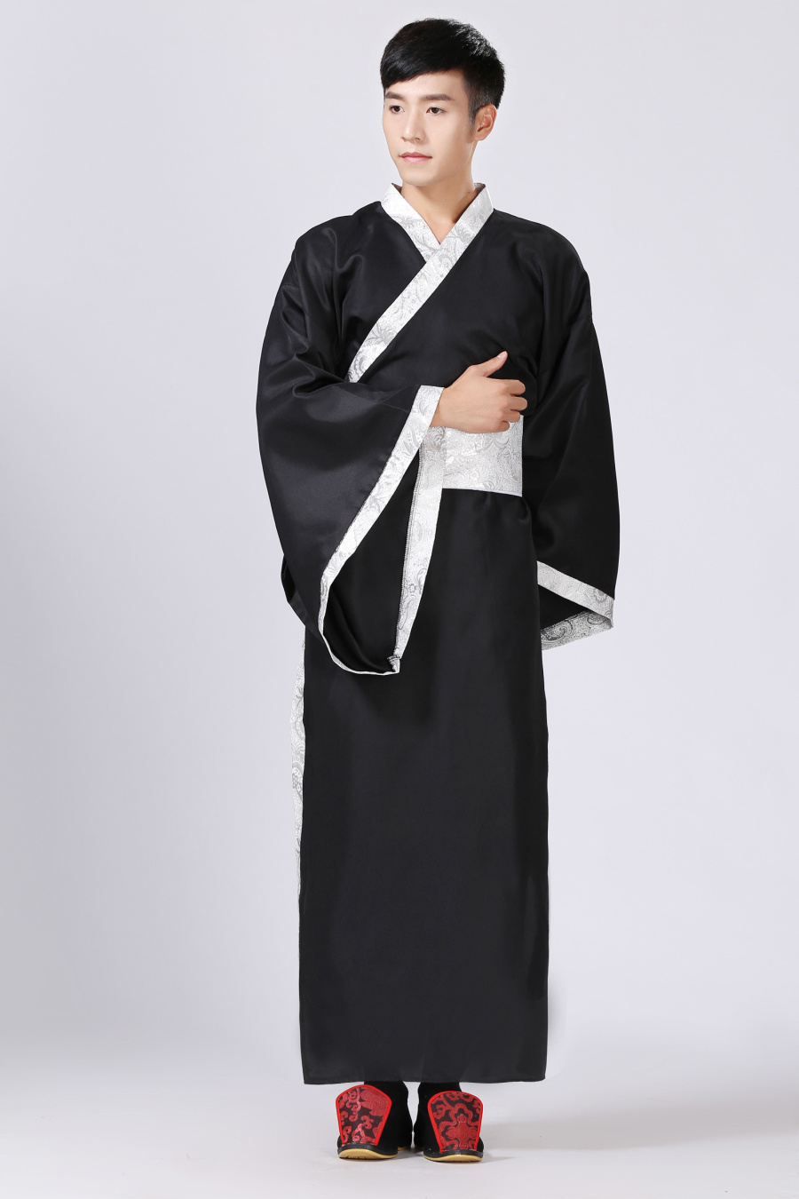 新款新款新款古装服装男汉服曲裾臣子官服汉朝大臣书生汉服直裾深衣红