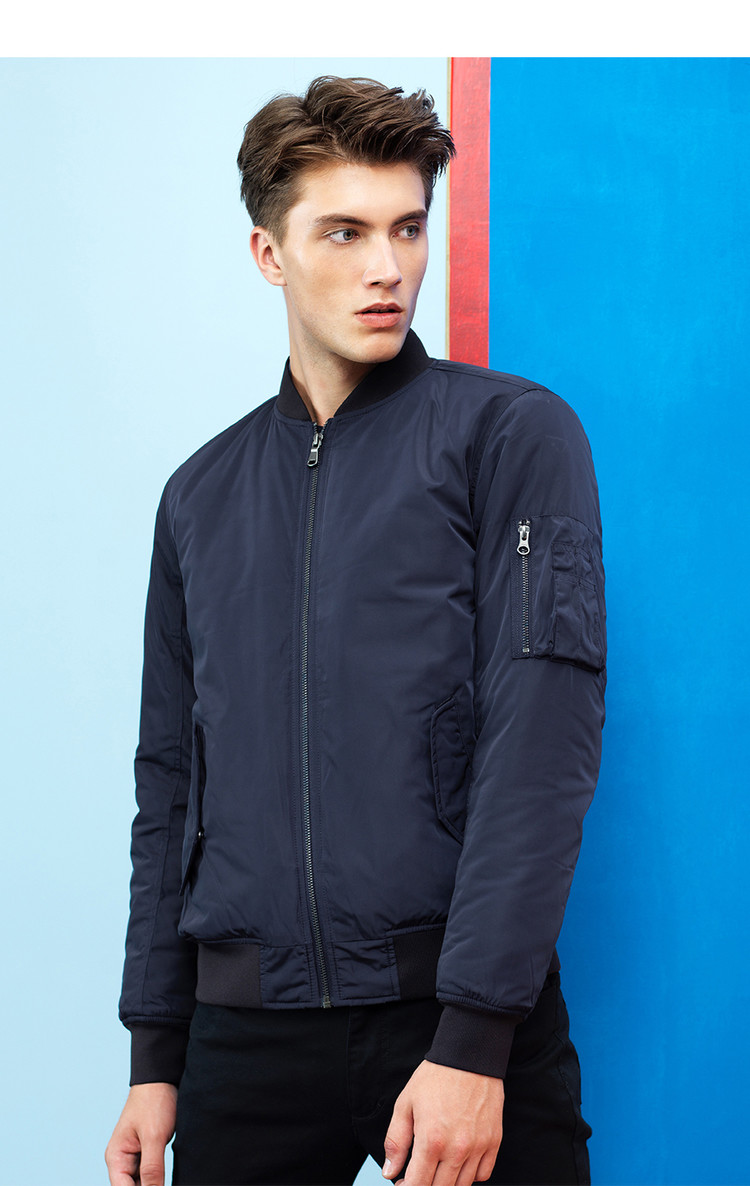 佐丹奴giordano男装简约厚实立领修身飞行员夹克01077774