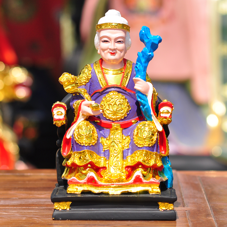 花千紫 土地公土地婆土地公公土地婆婆树脂玻璃钢佛像镀金 30厘米蓝色