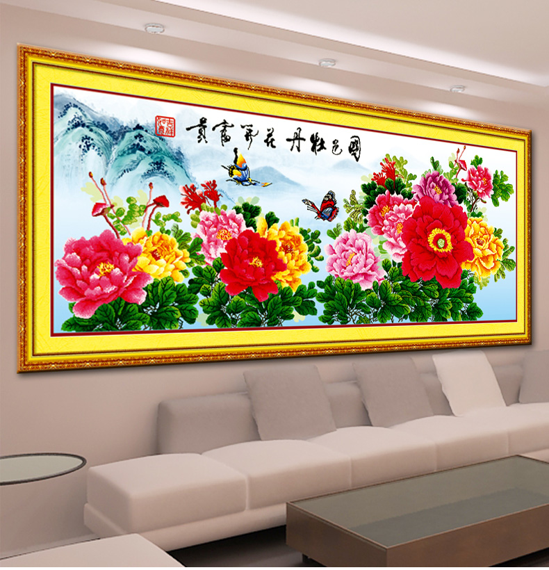 
                                        鸿胤蒙娜丽莎砖石十字绣钻石秀客厅满钻5D花开富贵牡丹图钻石绣贴钻画魔方钻石贴画水钻绣圆钻 Z274(MK1337)(MK1192) 长1.62米*宽0.69米                