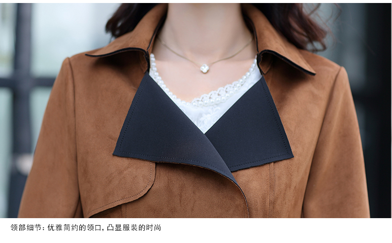 裳威莉2015秋装新款女装韩版中长款大码修身双排扣风衣外套女  H7204 酒红色  L
