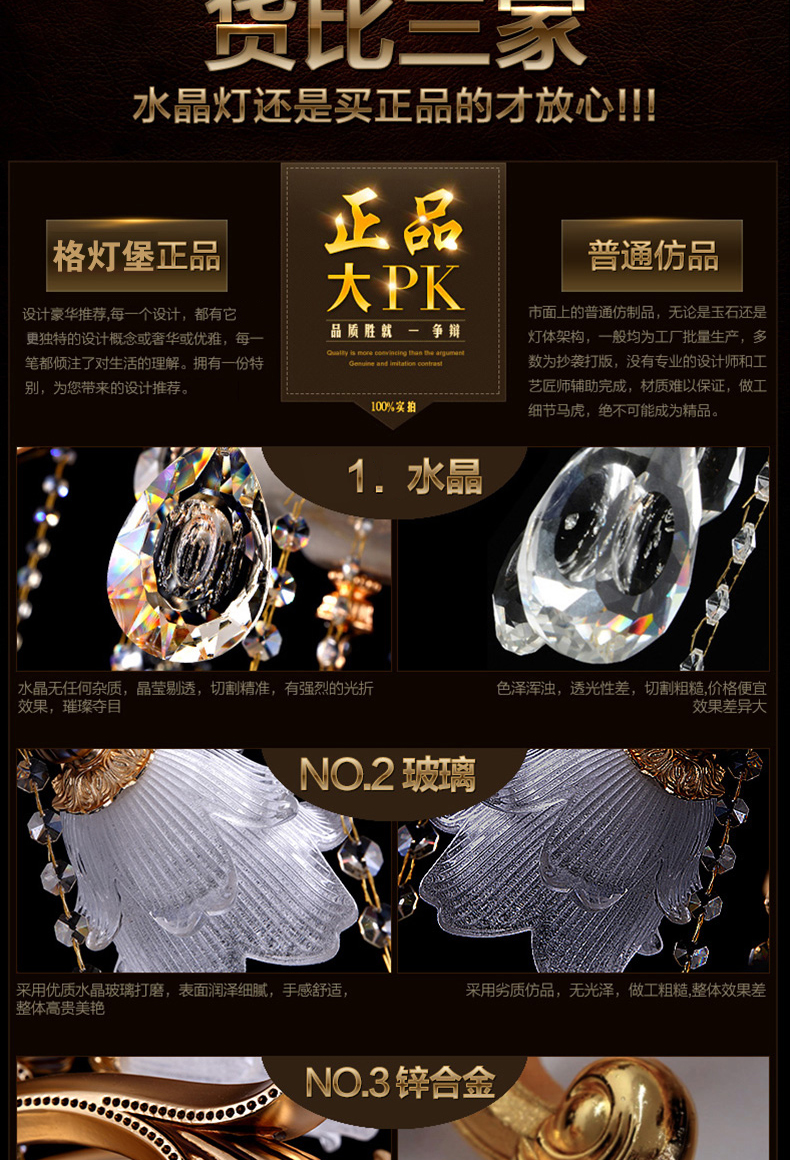 格灯堡 欧式水晶吊灯创意个性美韩式客厅灯卧室led锌合金田园餐厅灯99022 6头 直径6 6头 直径68*高度48CM预售 带黄光LED灯泡