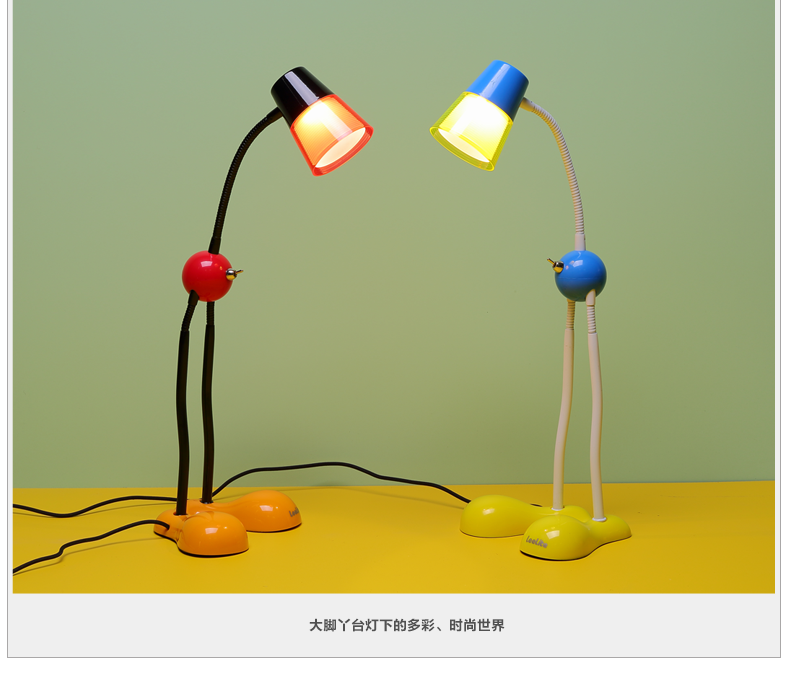 立莱 led台灯 学生护眼灯学习床头灯 大脚红可爱创意儿童阅读卡通台灯 红色