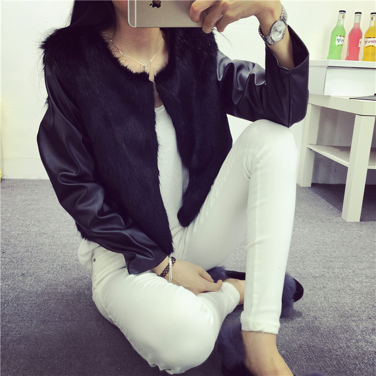 莲香情 2015秋冬新款女 韩版洋气仿狐狸毛名媛皮草外套潮 白色 S