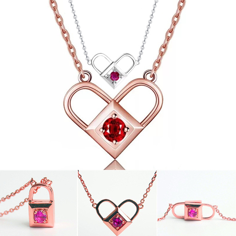 檀源祥精网红抖音同款一生锁爱心形项链可变形吊坠锁骨链工首饰s925银