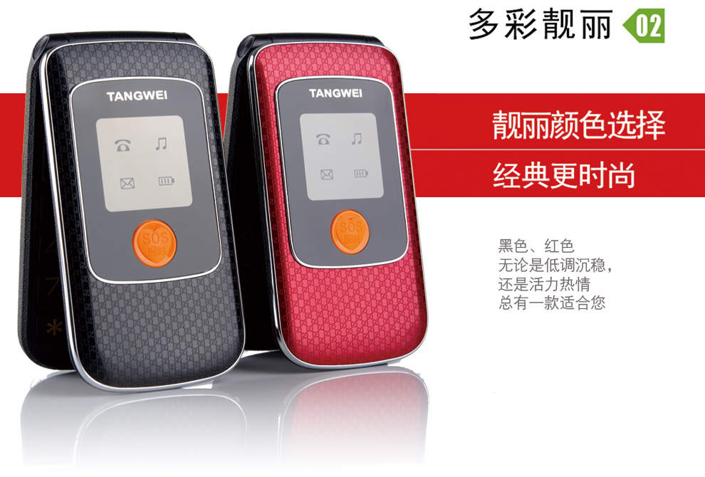 唐为（TANGWEI) TW100 GSM 移动/联通2G 老人手机 翻盖手机(双卡双待) 黑色