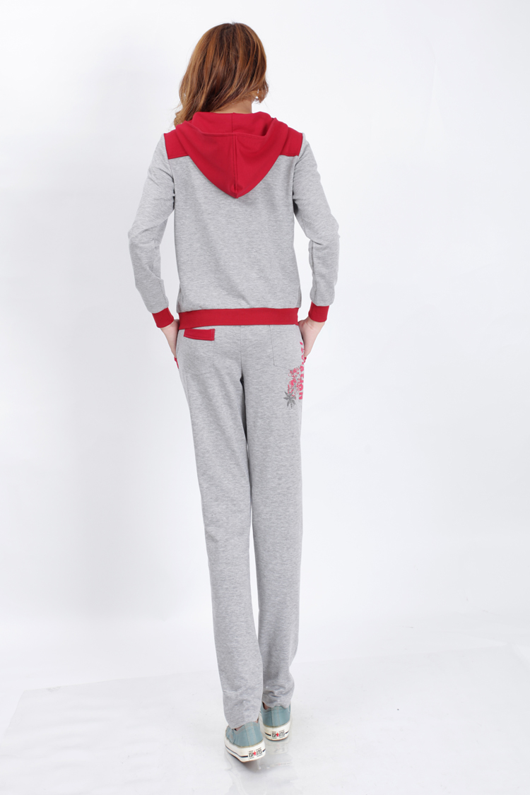 2015雅玳秋装新款韩版女装运动服休闲套装卫衣两件套 8286 紫红色 XXL
