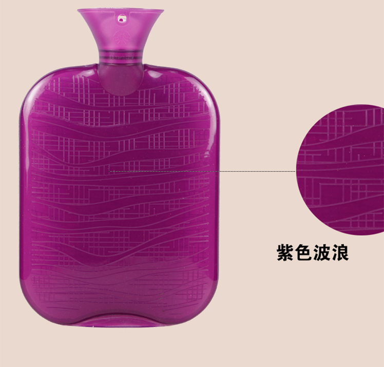 
                                        samply 注水热水袋充水暖手宝防爆橡胶PVC装水暖手袋 按摩款-透明                