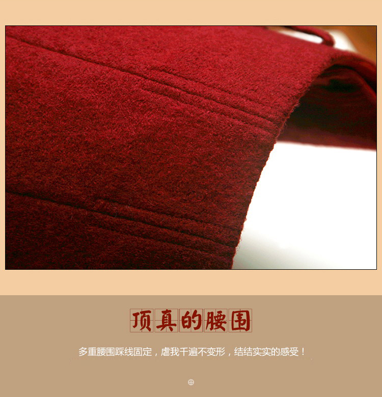 施陶芬2016冬装新款韩版毛呢短裙半身裙包臀百搭A字裙8898 酒红色纽扣款 M