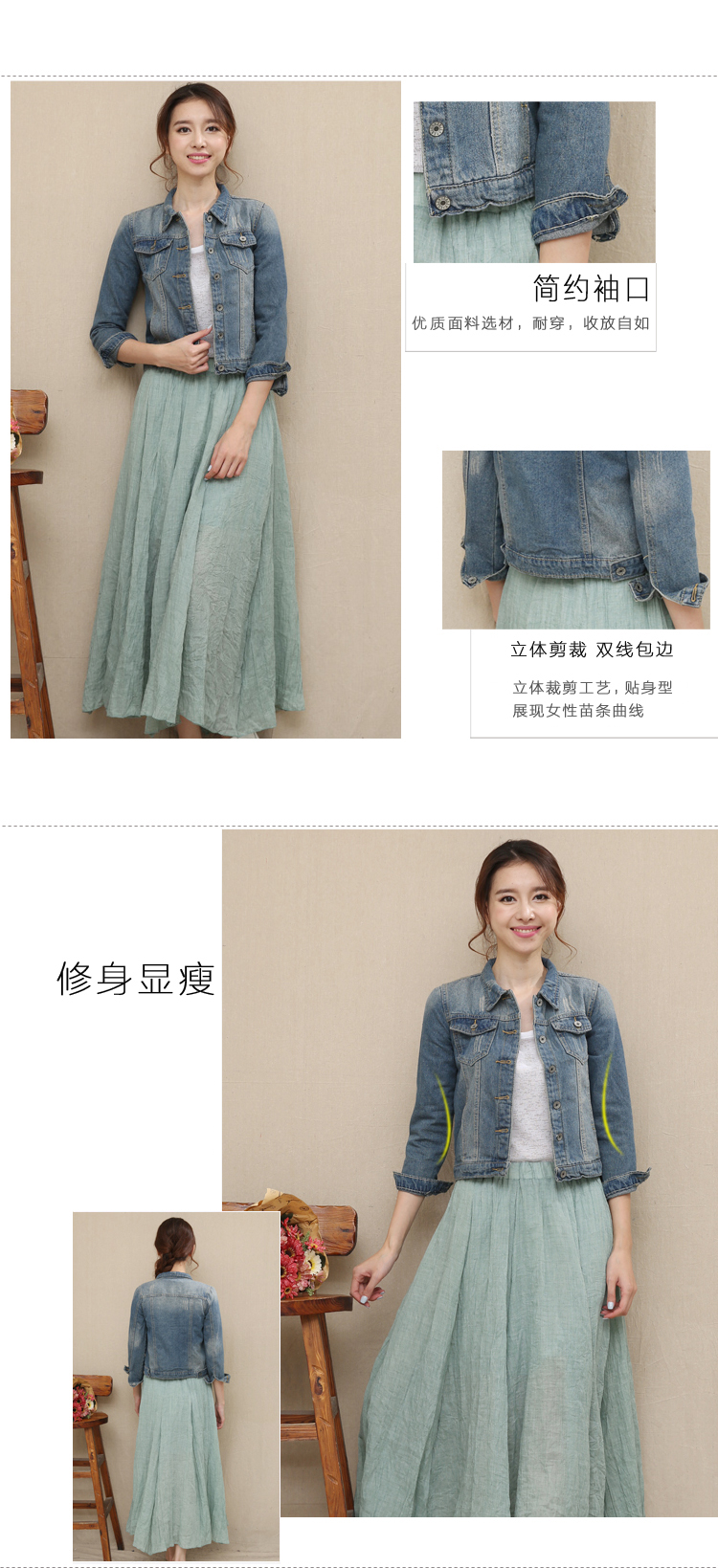 初念2016初秋新品牛仔衣女抓痕磨白大口袋牛仔外套女 蓝色 均码