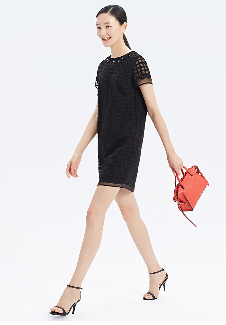 ep 雅莹女装2016春夏新款间简约连衣裙4508a 黑色 4/l