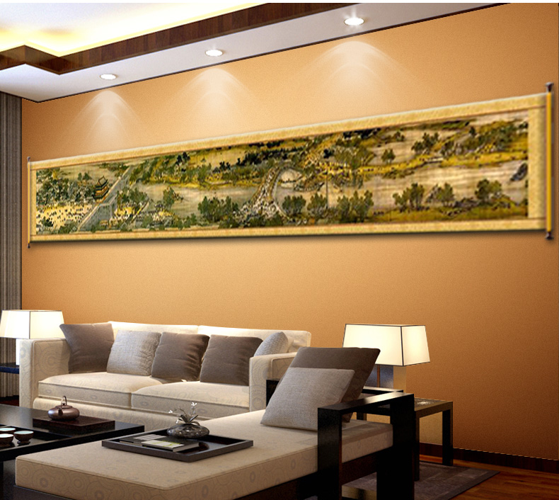 皇室蒙娜丽莎印花新款十字绣【清明上河图】全图全景6米6m客厅风景画系列大画 皇室W300古董布 长6.0米*宽0.65米