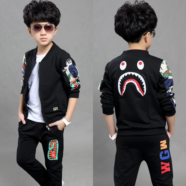 套装大童装春装2016新款儿童套装男宝宝韩版运动服男童春秋套装f78