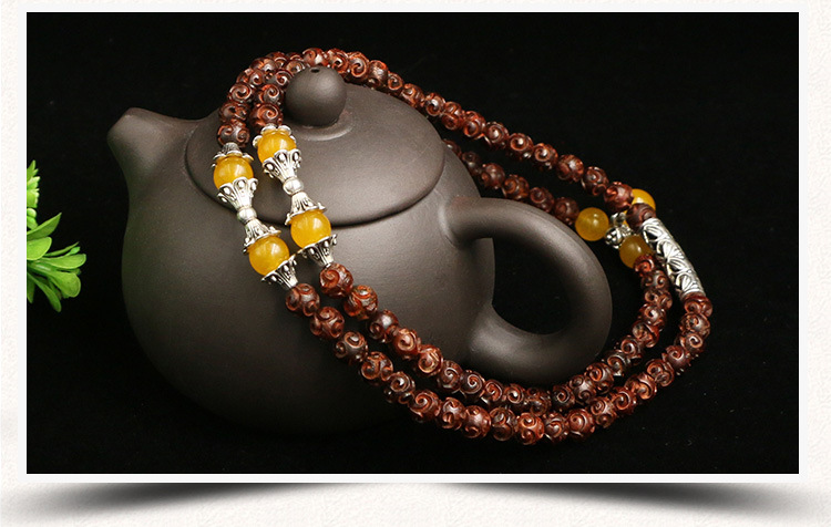 檀源祥小叶紫檀手串紫檀手链文玩佛珠猫眼石配珠 送礼 8mm*72颗