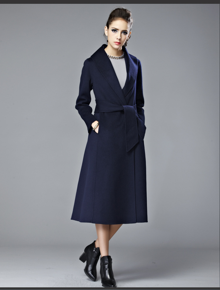 青春衣然2016春季新款风衣外套中长款纯色大衣女装显瘦毛呢大衣女 卡其色 XL