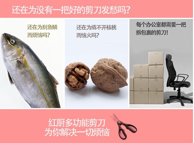 T多功能不锈钢剪刀 可开瓶夹核桃 多用不锈钢厨房剪 鸡骨剪刀