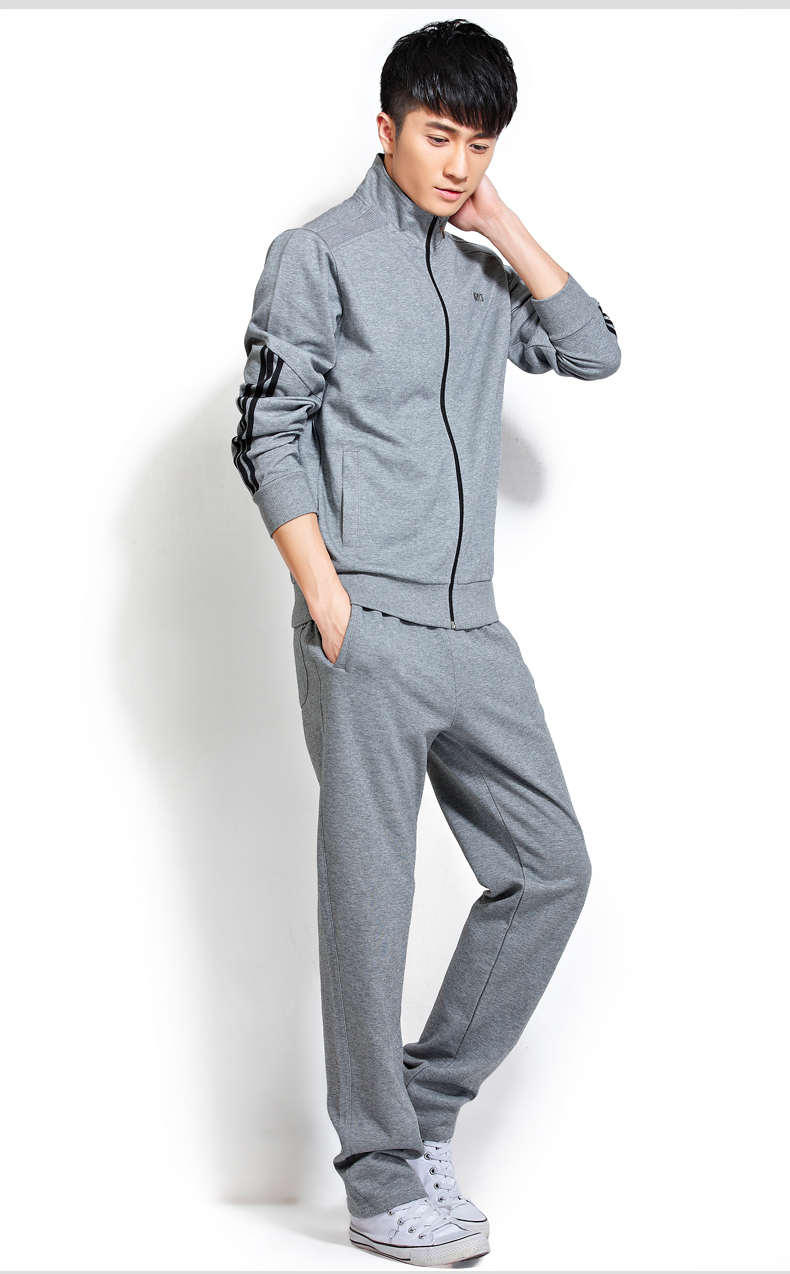 梦乐途2015新款春秋季男士运动套装长袖立领开衫休闲卫衣套装男运动服